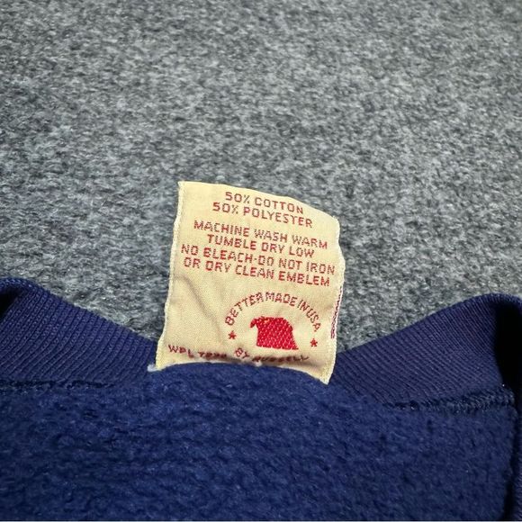 Vintage 70s Russell Athletic Blank Crewneck Sweatshirt Navy Blue USA - Picture 5 of 7
